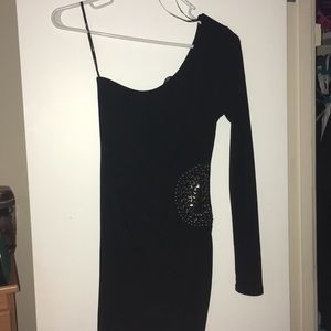 One shoulder black dress